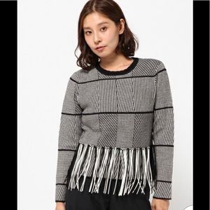 REVOLVE Endless Rose Houndstooth Fringe Sweater S